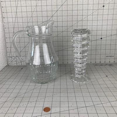 #139 Glass Pitcher & Vase
