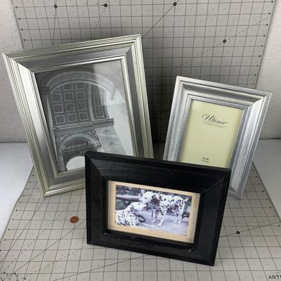 #201 Two Silver & Black Photo Frames