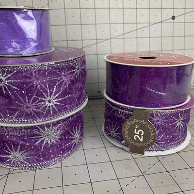 #220 Purple Sparkle & Snowflake Ribbons
