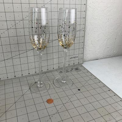 #261 Gold Sparkle Champagne Glasses