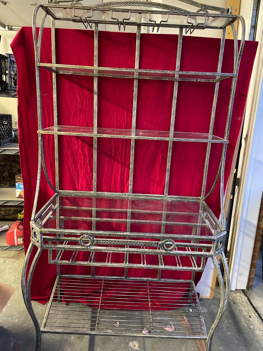 Metal Bakers Rack with wine glass holders
