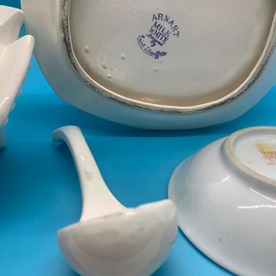 White tureen- 3 piece & small Asian bowl