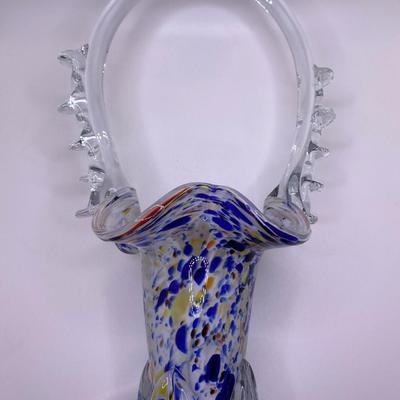 Venetian Style Glass Basket Multi-Color