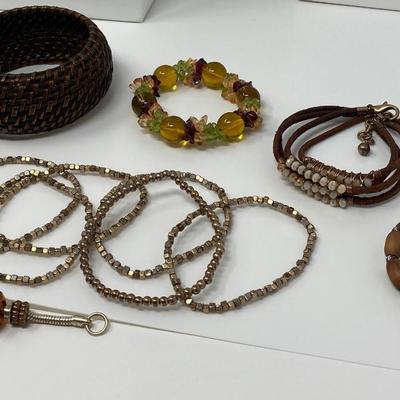 The Brown and Amber Bracelet Jewelry Lot