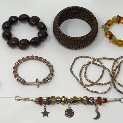 The Brown and Amber Bracelet Jewelry Lot