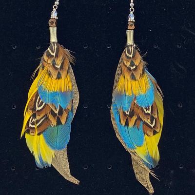 Authentic Quail Feather Dangle Earrings