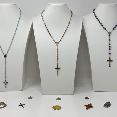The Glass Bead and Pendant Rosary Lot