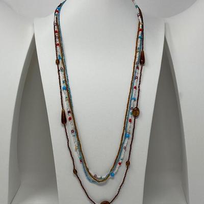 The Microbead and Glass Bead Layered Necklace