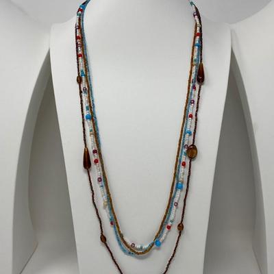 The Microbead and Glass Bead Layered Necklace