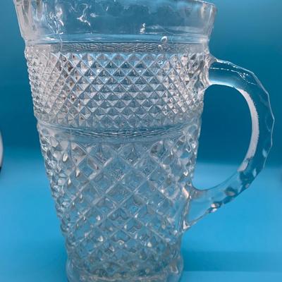 Glass server platter & heavy glass pitcher
