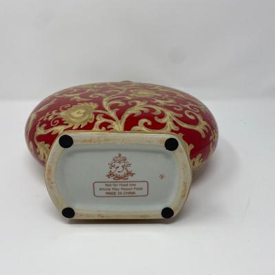 Hand-Painted Red and Gold Chinese Vase
