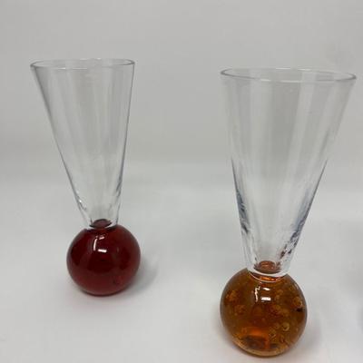 Set of 4 Shot Glasses with Colored Glass Ball Bases