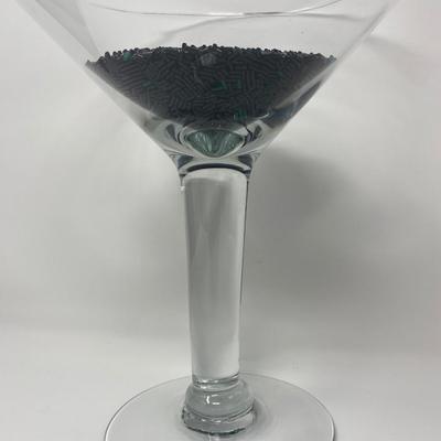 Large Martini Glass Art with Mirco-Tube Beads