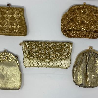 Vintage Gold Micro-Bead and Sequin Clutches