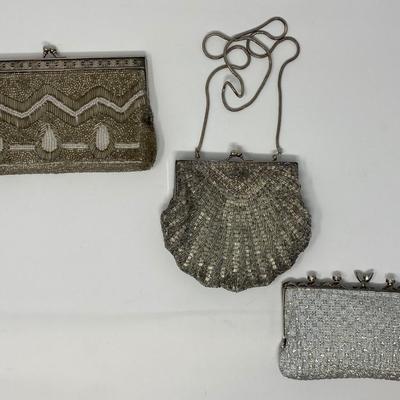Vintage Silver and Ivory Micro-Bead Purse and Clutches