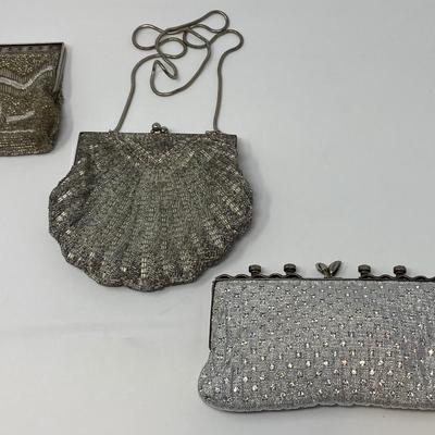 Vintage Silver and Ivory Micro-Bead Purse and Clutches