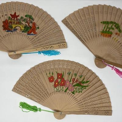 Set of 3 Vintage Handheld Fans