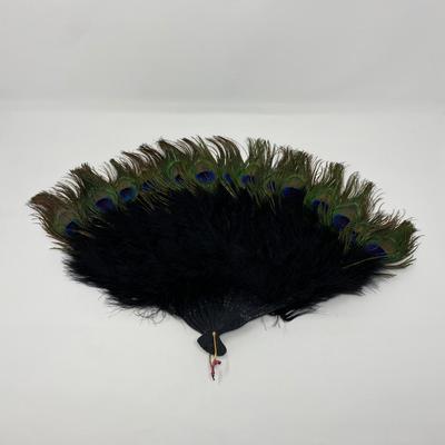 Vintage Large Peacock Feather Handheld Fan