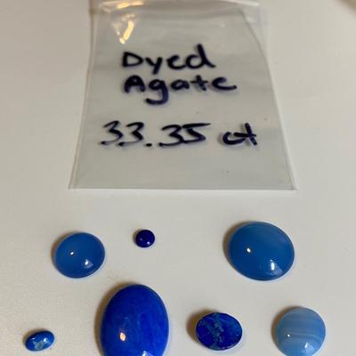 Collection of Dyed Blue Agate Cabochons