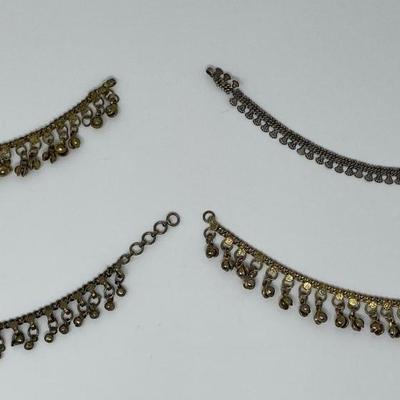 Collection of Vintage Bronze Tone Bell Anklets