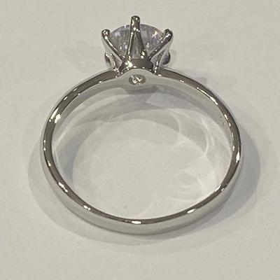 18K Rolled White Gold Plated Engagement Ring