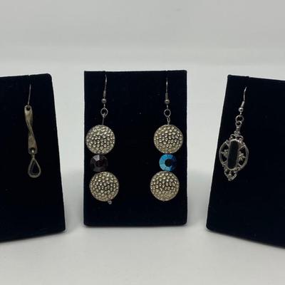 Set of 3 Silver Drop and Dangle Earrings