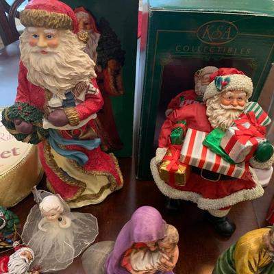 Whole lot a Christmas, Jesus, Mary, Joseph, Santas with boxes, train