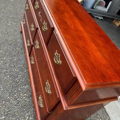 Cherry Color Wood Low-Profile Dresser