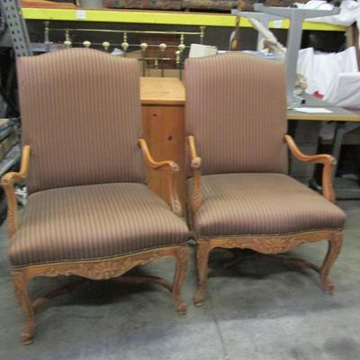 Pair of Vintage Chairs with Carved Wood