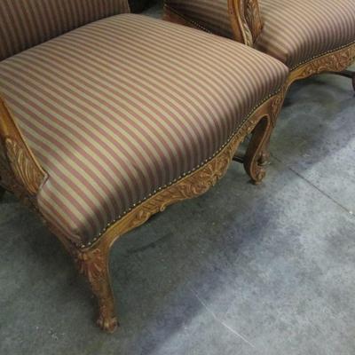Pair of Vintage Chairs with Carved Wood