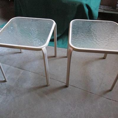 Pair of Patio End Tables with Glass Tops