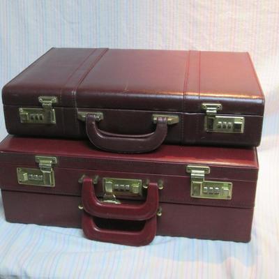 Two Vintage Leather Briefcases with Combo Locks