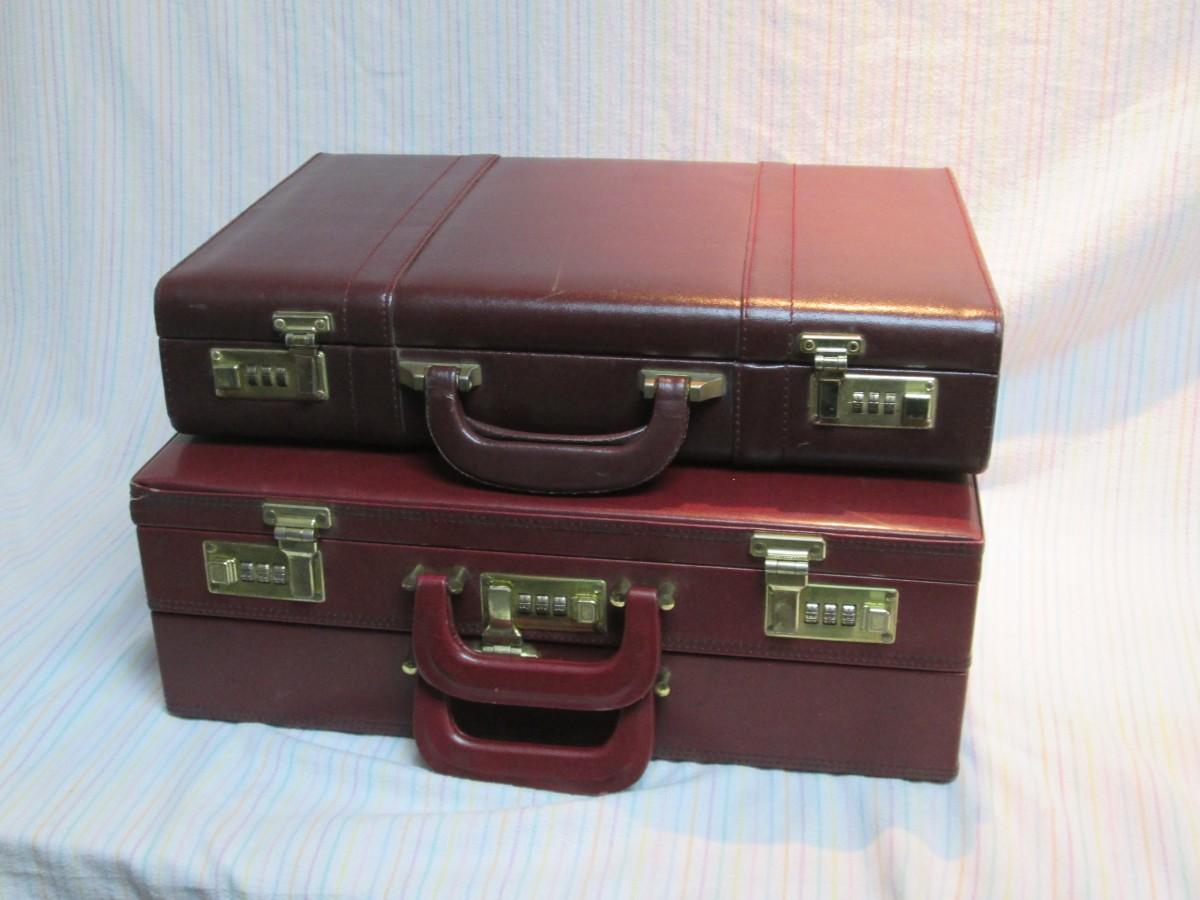 Two Vintage Leather Briefcases with Combo Locks