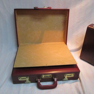 Two Vintage Leather Briefcases with Combo Locks