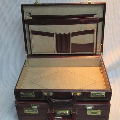 Two Vintage Leather Briefcases with Combo Locks