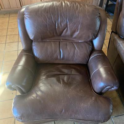 Hancock & Moore Reclining Leather Lounge Chair & Ottoman (FR-KW)