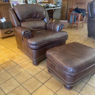 Hancock & Moore Reclining Leather Lounge Chair & Ottoman (FR-KW)