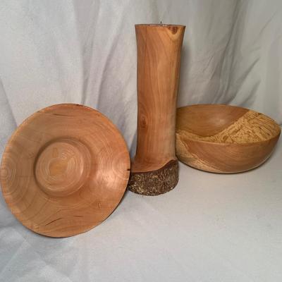 Trio of Hand-Turned Wooden Housewares (FR-KW)