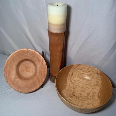 Trio of Hand-Turned Wooden Housewares (FR-KW)