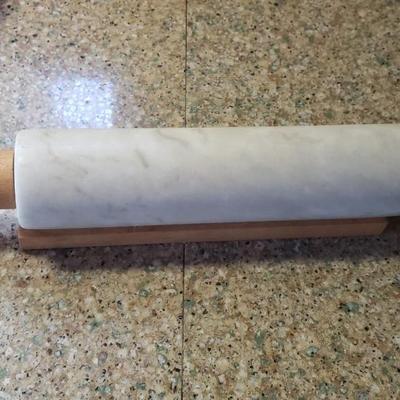 Marble rolling pin with wooden stand