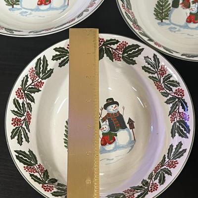Snowman Family & Holly Christmas Holiday Bowls. GEI Design