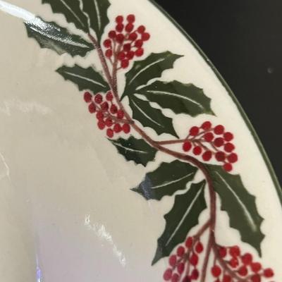Snowman Family & Holly Christmas Holiday DEEP and Large Plates. . GEI Design
