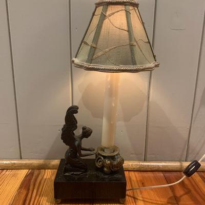 Lamp w/ Brass-Like Angel and Faux Candle (FR-KW)