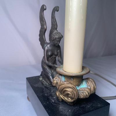 Lamp w/ Brass-Like Angel and Faux Candle (FR-KW)