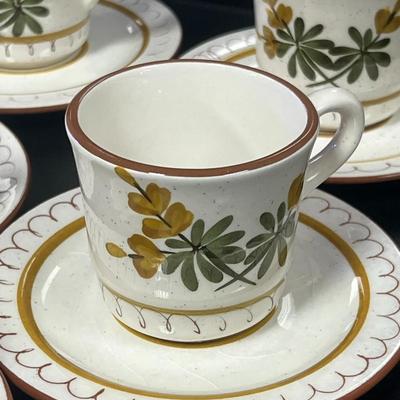 Vintage STANGL Pottery Golden Blossom Cups And Saucers