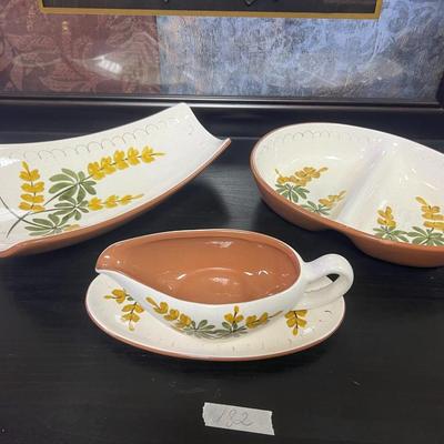 Vintage STANGL Pottery Golden Blossom, Server Plate and Sauce Boat