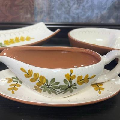 Vintage STANGL Pottery Golden Blossom, Server Plate and Sauce Boat