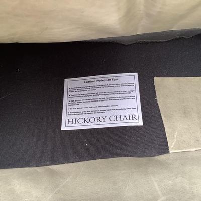 Hickory Chair leather chair in a sage color, seasoned but in good condition 31â€W 34â€H 40â€depth