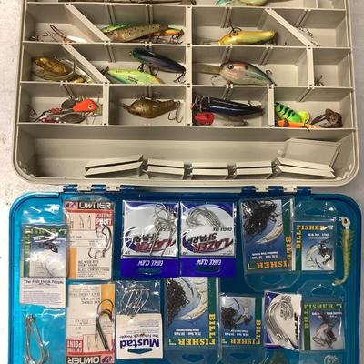 Plano blue tackle box, see through top, lots of lures!