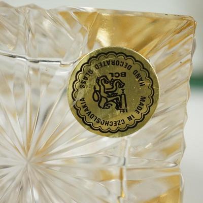 VINTAGE PERFUME BOTTLES 1950'S PURPLE FLASH GLASS & AMBER GLASS W/ENAMLLED FLORALS